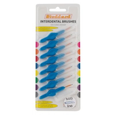 Interdentální mezizubní kartáček Soft Line 8 ks + 8 ks krytka v blistru - modré 1,0