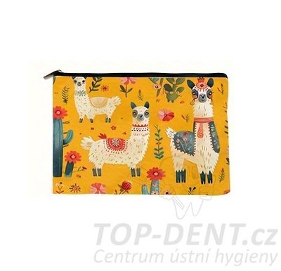 Toaletní taštička s motivem lamy (žlutá), 1 ks