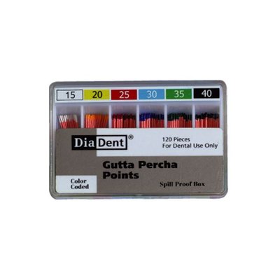 Kalibrované gutaperčové čepy 45-80 DiaDent 0,2, sada 120 ks