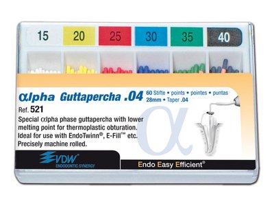 VDW Alpha - Gutaperčové čepy .04, vel. 020