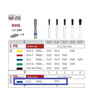 Diaswiss short 830L modrá, 6ks/balení - 014 mm
