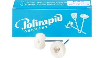Miniaturbürsten Garn - Packung 6 Stück unmontiert, Baumwollgarn weich, Ø 17 mm