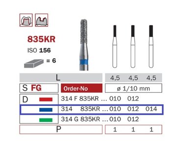 Diaswiss 835KR modrá, 6ks/balení - 010 mm