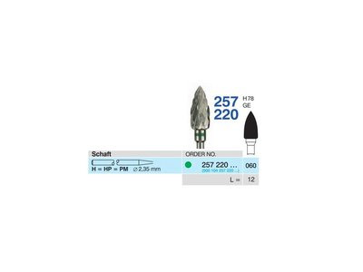 Tvrdokovová fréza - plamínek, 257220, průměr 6mm - DOPRODEJ POSLEDNÍCH KUSŮ