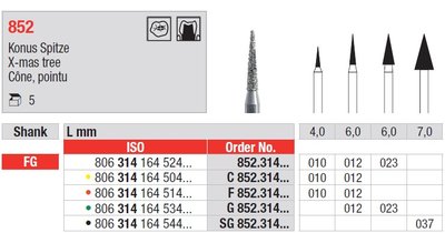 Edenta 852 - diamantové nástroje, vianočný stromček - 5 ks