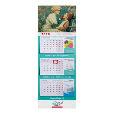 Kalendarz ścienny trójdzielny 2026 - wzór 1
