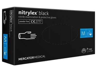 Vyšetřovací rukavice NITRYLEX BLACK černé, 100ks, nepudrované - Velikost: XL