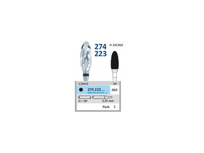 Tvrdokovová fréza - vajíčko, 274223, průměr 6mm