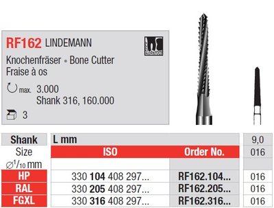 Edenta RF162 - chirurgické oceľové nástroje, Lindemann bone cutter - 3 ks
