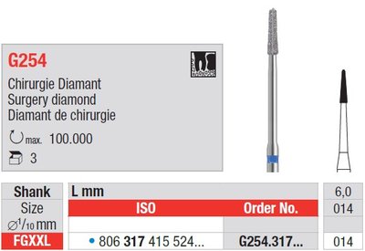 Edenta G254 - chirurgický diamantový nástroj - 3 ks