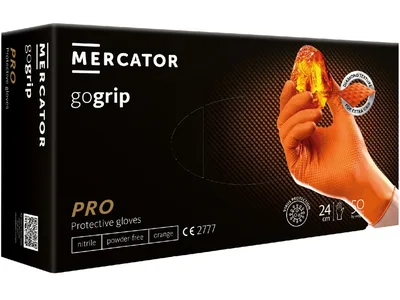 MERCATOR® GOGRIP - Nitrilové rukavice, bez pudru, 50 ks, oranžové (3x SILNĚJŠÍ) - Velikost: XL