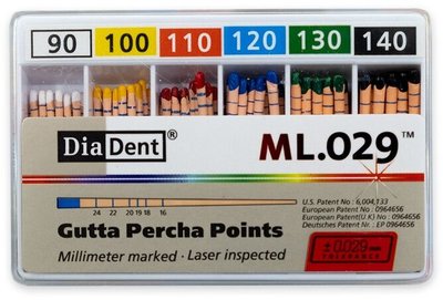 Guttaperčové čepy DiaDent 2% 090-140