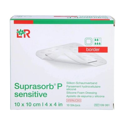 Suprasorb P sensitive border 10x10cm, krytí silikonové, pěnové, sterilní (bal.10ks)