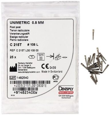 Unimetric - wkłady koronowo-korzeniowe 25szt - 008S