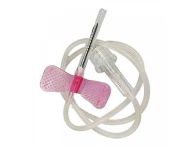 Kanyla s křídlem a hadičkou KD-FLY - různé velikosti - 50 ks - Velikost: 18G (1,2 x 19 mm) růžová