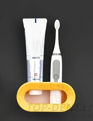 Nástěnný držák na elektrické kartáčky, 1 ks (bílá+žlutá)