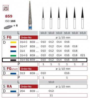Diaswiss 859 černá, 6ks/balení - 010 mm