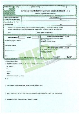 Návrh na umístění v dětské odborné léčebně, 1 složka