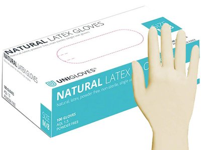 Rukavice LATEX Unigloves 100ks přírodní vel. M