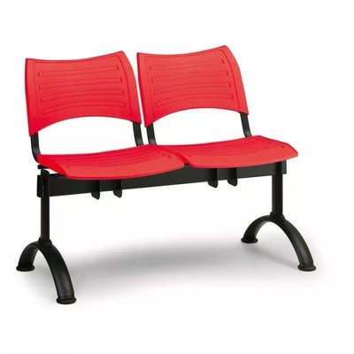 Plastová lavice červená Visio - podnož černá