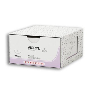 Ethicon Vicryl 5/0 75cm igła 17mm 1/2 koła okrągła rozwarstwiająca 12sztopak. W9105 szew wchłanialny