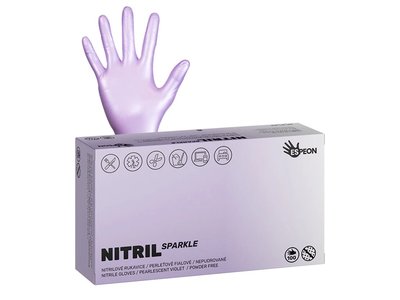 Nitrilové rukavice NITRIL SPARKLE 100 ks, nepudrované, perleťově fialové, 4.0 g