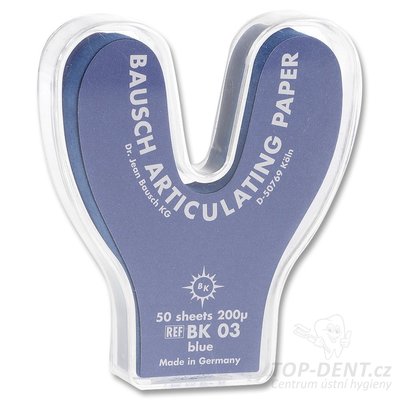 Bausch 200µ artikulační papír podkova (modré), 50ks