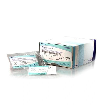 Silon monofil modrý, DS19, 24 ks v balení - 2/0 (3) 45 cm DS19