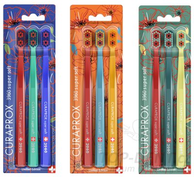 Curaprox CS 3960 zubní kartáček Supersoft POPPIES (blistr), 3ks