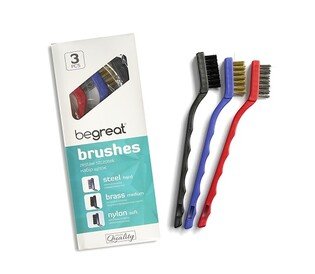 Szczotki do czyszczenia wierteł z uchwytem asortyment 3 sztuki (stalowa, mosiężna, nylonowa)