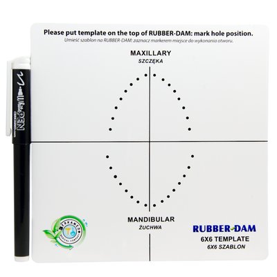 Szablon do koferdamu Rubber-Dam Template 6 x 6 + flamaster Cerkamed