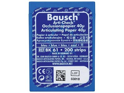 Artikulační papír Bausch BK61 modrý 40µ 200ks