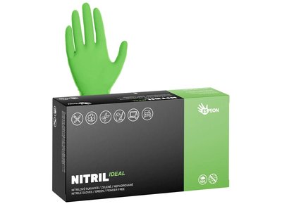 Nitrilové rukavice NITRIL IDEAL 100 ks, nepudrované, zelené, 3.5 g - Velikost: S
