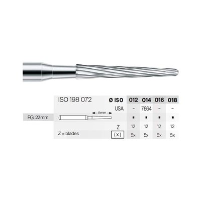 Tvrdokovový vrtáček kónický zaoblený FG 018 5ks