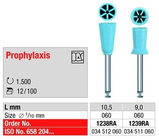 Gumki do profilaktyki Edenta 1239RA błękitne, kielich mały wąski z kołnierzem stosowane bez pasty