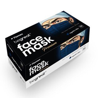 Maseczki Begreat IIR, 3-warstwowe, hipoalergiczne – sapphire blue – 50 pcs