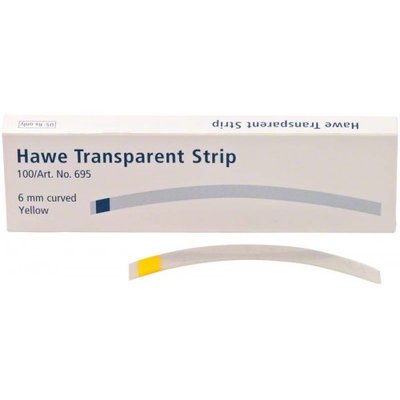 Hawe Neos Transparentní pásky zahnuté - žluté, 73mm délka, 6mm šířka , 100 ks