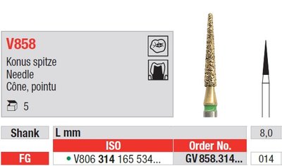 Edenta V858 - DiaCut diamantový nástroj, ihla - 5 ks