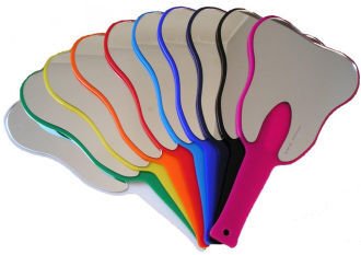 Zrcátko ve tvaru zubu, oranžové