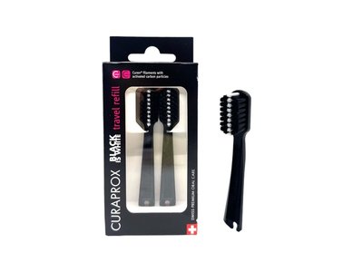 CURAPROX CS 5460 travel, Black is White náhradní hlavice 2ks