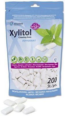 Miradent Xylitol - žvýkačky, 200ks peppermint