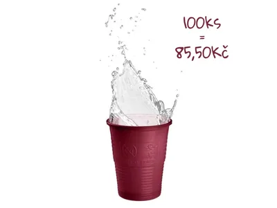 TOP CUPS výplachové kelímky, 180ml, 1500 ks, vínové