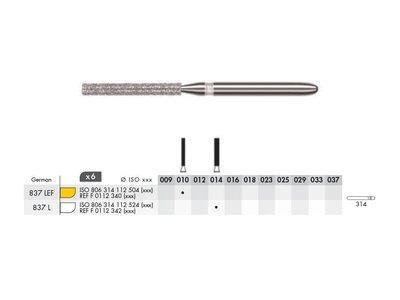 Diamant - velmi dlouhý válec FG XF 010 (6ks)