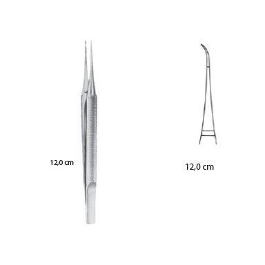 Pinzeta šicí zahnutá 0,3 mm; 12 cm