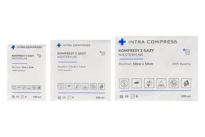 Kompresy gazowe niejałowe 100 szt. Intra Compress