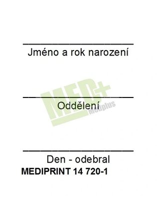 Nálepka na krevní zkumavku na výšku, 250 ks