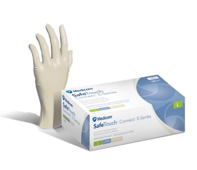 Medicom Safetouch Connect Vitals - pudrované latexové rukavice, velikost L, neutrální barva, 100 ks