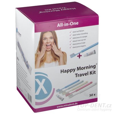 Miradent Travel Kit cestovní zubní kartáček + pasta, 50ks
