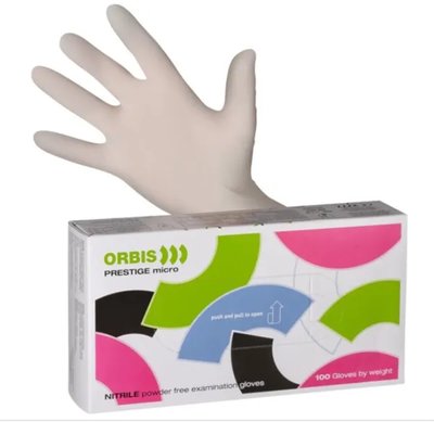 ORBI-Touch Prestige nitrilové jednorázové rukavice, vel. S bílé 100 ks