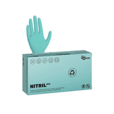 Nitrilové rukavice NITRIL BIO vel.L 100 ks, nepudrované, zelené, 3.5 g